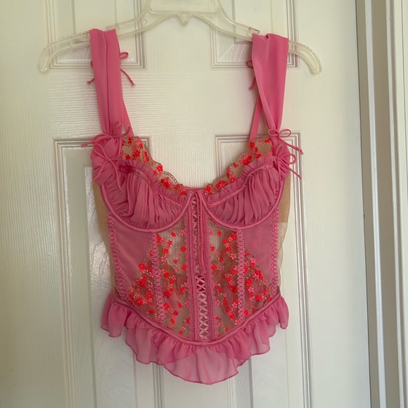 For Love and Lemons Love Bouquet Embroidery Bustier, Size SDD - Picture 2 of 4